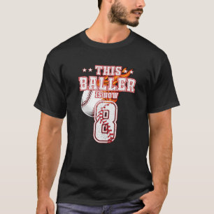 8Th Birthday Baseball Lover Vintage Graphic For Bo T-Shirt