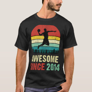 8th Birthday Basketball Awesome Since 2014 8 Years T-Shirt