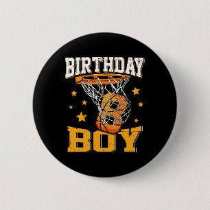 8th Birthday Basketball Boy 8 Year Old Basketball 6 Cm Round Badge