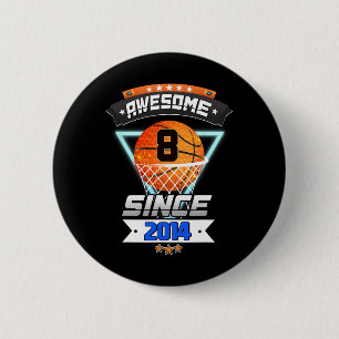 8th Birthday Basketball Player 8 Years Old Boy Gi 6 Cm Round Badge