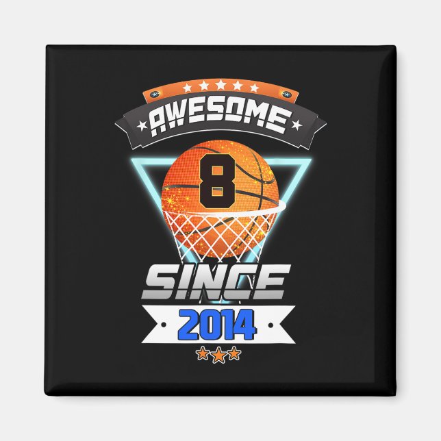 8th Birthday  Basketball Player 8 Years Old Boy Gi Magnet (Front)