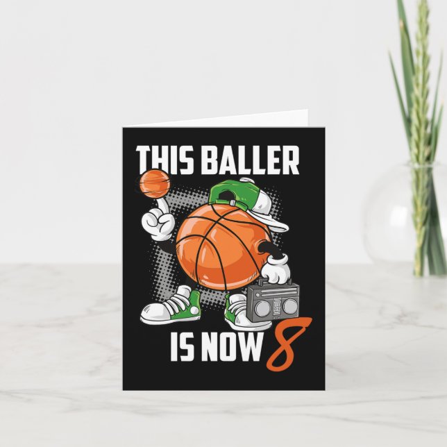 8th Birthday Basketball Player Fun 8 Years Old Kid Card (Front)