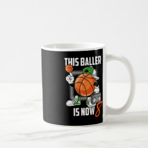 8th Birthday Basketball Player Fun 8 Years Old Kid Coffee Mug