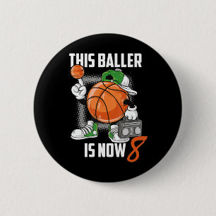 8th Birthday Basketball Player Funny 8 Years Old 6 Cm Round Badge
