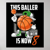 8th Birthday Basketball Player Funny 8 Years Old