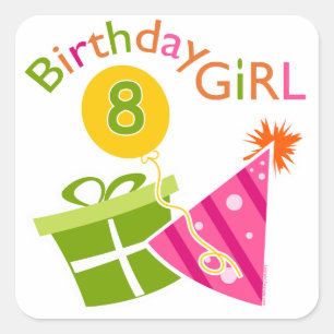 8th Birthday - Birthday Girl Square Sticker