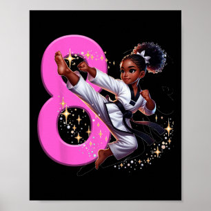 8th Birthday Black Girl Martial Arts Party Taekwon Poster