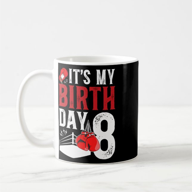 8th Birthday Boxing Boy 8 Year Old Boxer Bday Part Coffee Mug (Left)