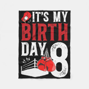8th Birthday Boxing Boy 8 Year Old Boxer Bday Part Fleece Blanket