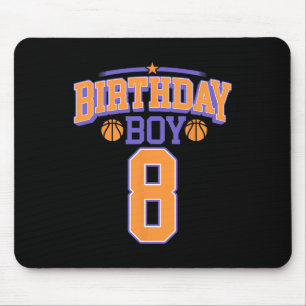 8th Birthday Boy Basketball Lover 8 Years Old Bday Mouse Pad