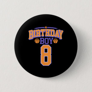 8th Birthday Boy Bysketbyll Lover 8 Years Old Bday 6 Cm Round Badge