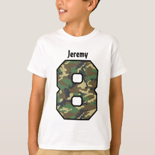 8th Birthday Boy Camo Eight Year Custom Name V007J T-Shirt