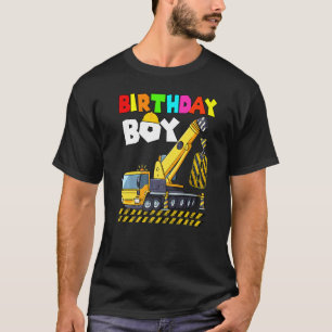 8th Birthday Boy Crane Truck Excavator 8 Year Old T-Shirt