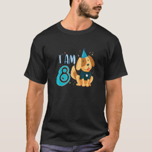 8th Birthday Boy Dog Puppy Children I'm 8 T-Shirt