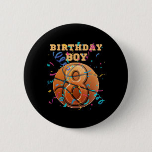 8th Birthday Boy Eight 8 Years Old Sketll Players  6 Cm Round Badge