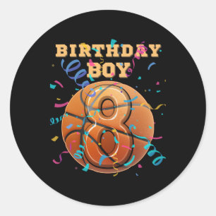 8th Birthday Boy Eight 8 Years Old Sketll Players  Classic Round Sticker
