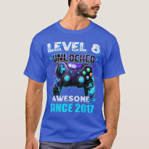 8th Birthday Boy Level 8 Gamer 8 Year Video Game P T-Shirt