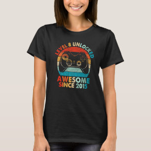 8th Birthday Boy Level 8 Unlocked Awesome 2015 Gam T-Shirt