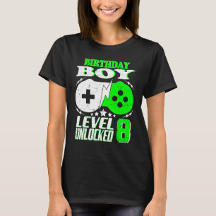 8th Birthday Boy Level 8 Unlocked Birthday 8 Year T-Shirt