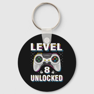 8th Birthday Boy Level 8 Unlocked Video Gamer 8 Ye Key Ring
