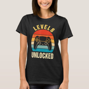 8th Birthday Boy Level 8 Unlocked Video Gamer 8 Ye T-Shirt