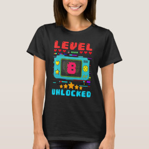 8th Birthday Boy Level 8 Unlocked Video Gamer Birt T-Shirt