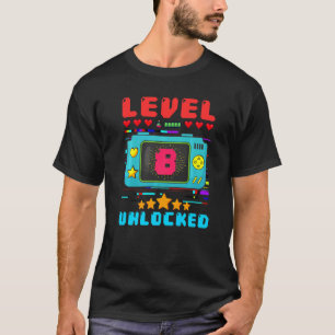 8th Birthday Boy Level 8 Unlocked Video Gamer Birt T-Shirt