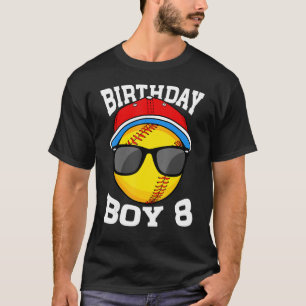 8th Birthday Boy Softball Player 8 Years Old Kids T-Shirt