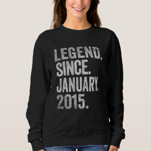 8th Birthday Boys 8 Years Old Legend Since January Sweatshirt