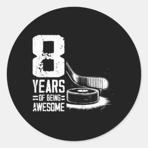 8th Birthday Boys Icehockey Player Ice Hockey 8 Classic Round Sticker