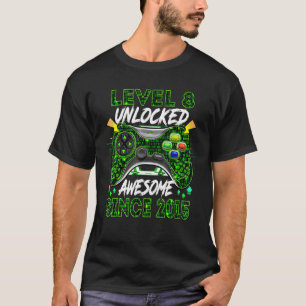 8th Birthday Boys Level 8 Unlocked Awesome 2015 G T-Shirt
