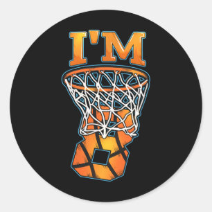8th Birthday Bysketbyll Player I'm 8 Boys Girls B- Classic Round Sticker