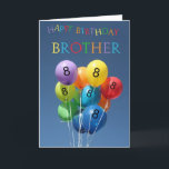 8th Birthday Card coloured balloons Brother<br><div class="desc">Created from an original Studio Porto Sabbia photo! This Coloured Balloons Birthday card is available as an age specific card ages 1 to 12,  in different languages,  for various specific (family) relations and as a Birthday Party Invitation.</div>