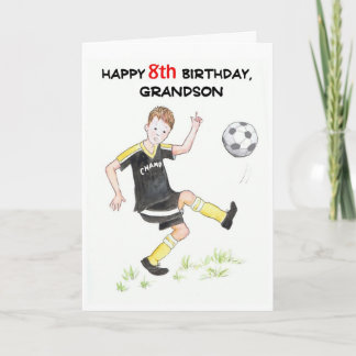 8th Birthday Card for a Grandson - Footballer