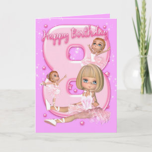 8th Birthday Card With Cute Ballerina