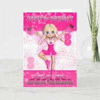 8th Birthday Cheerleader Dancing, Stars In Pinks