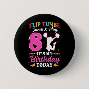 8th Birthday Cheerleading Girl 8 Year Old Cheerlea 6 Cm Round Badge