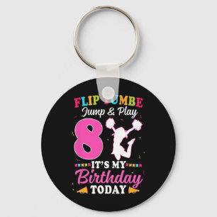 8th Birthday Cheerleading Girl 8 Year Old Cheerlea Key Ring