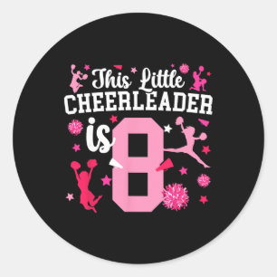 8th Birthday Cheerleading Girl Eight Year Old Chee Classic Round Sticker