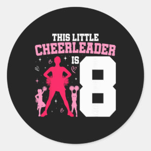 8th Birthday Cheerleading Girl Eight Year Old Chee Classic Round Sticker