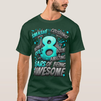 8th Birthday Comic Style Awesome Since 2015 8 Year T-Shirt