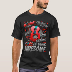 8th Birthday Comic Style Awesome Since 2015 8 Year T-Shirt