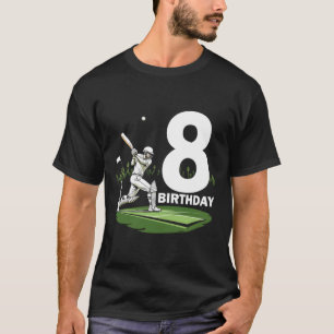 8th Birthday Cricket Lover Fun Design  T-Shirt