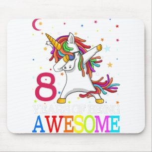 8th Birthday Dabbing Unicorn Party Gift 8 Years Mouse Pad