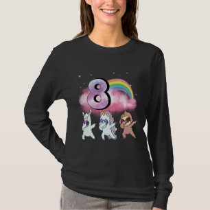 8th Birthday Dabbing Unicorn Sloth Sheep T-Shirt