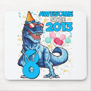8th Birthday Dinosaur 8 Year Old Boy Kids Awesome Mouse Pad