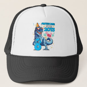 8th Birthday Dinosaur 8 Year Old Boy Kids Awesome Trucker Hat