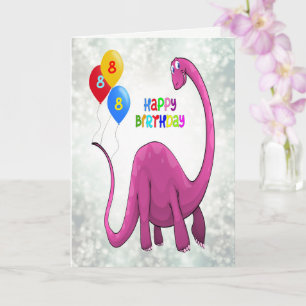 8th Birthday Dinosaur and Ballons Card
