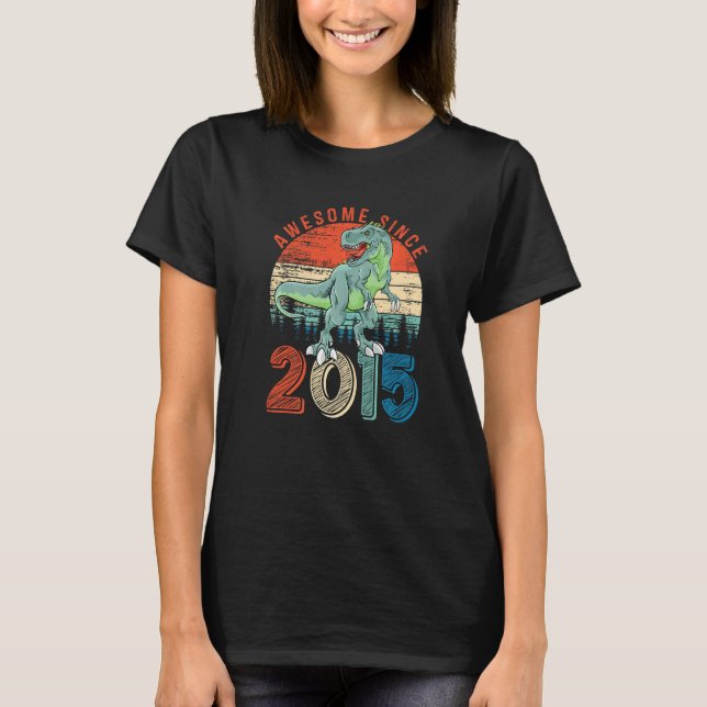 8th Birthday Dinosaur Boys 8 Year Old Awesome Sinc T-Shirt (Front)