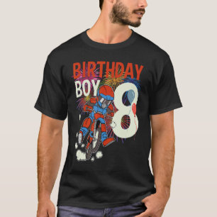 8th Birthday Dirt Bike Boy Party Offroad Biking 8  T-Shirt